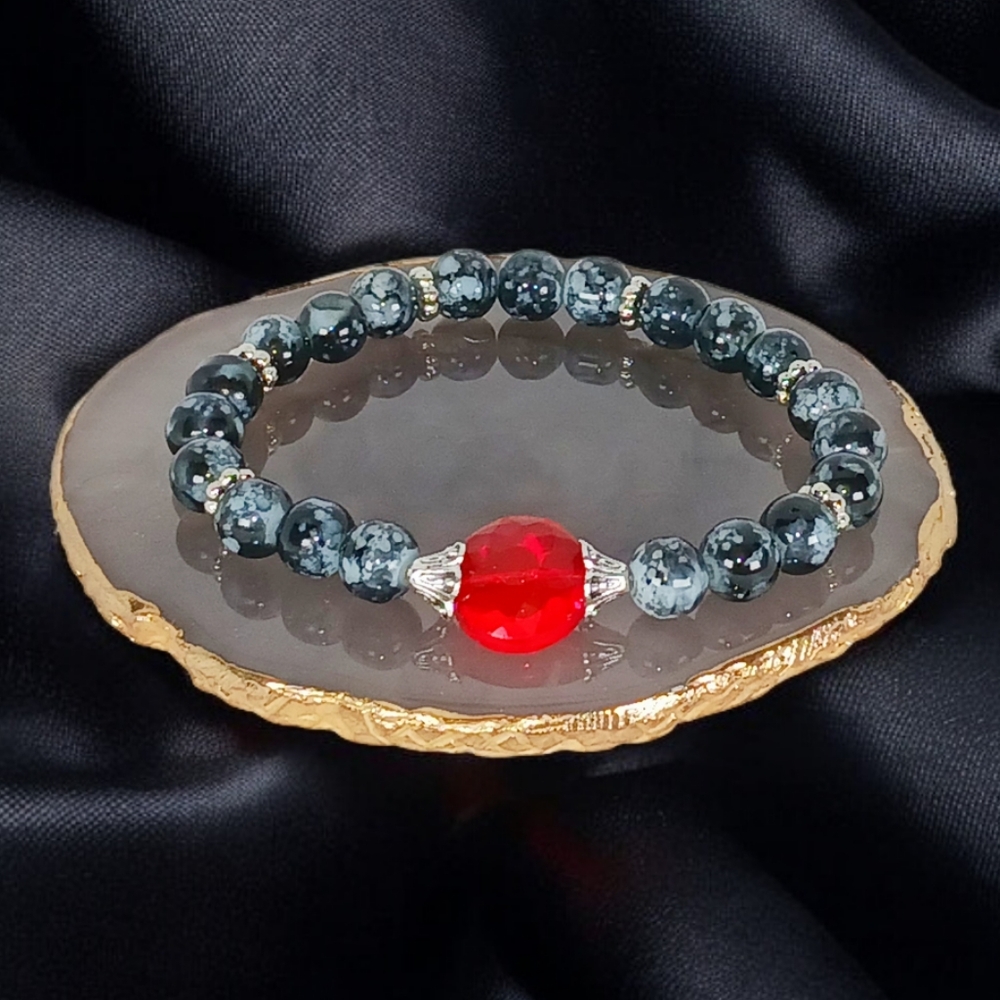 Silver Red Black Bracelet New Age Grunge Soft Goth Y2k Bold Boho 00s Streetwear